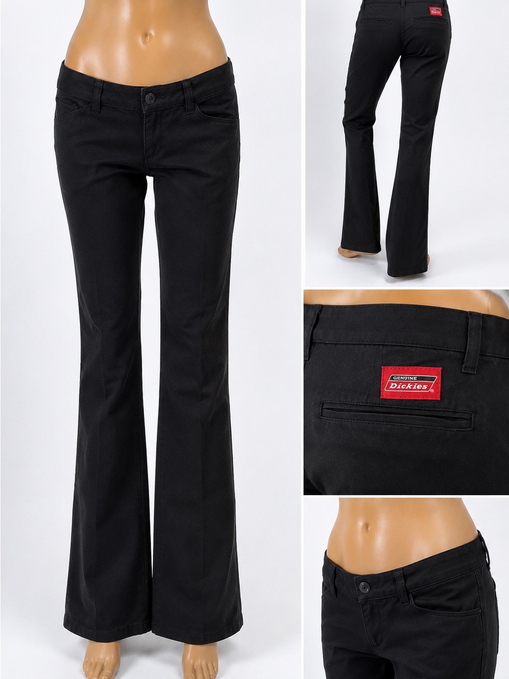 Vintage Dickies Black Low Rise Bootcut Flare Pants Stretch Y2K Womens Size 5